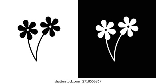Icono de dos flores Ilustración vectorial - Iconos de vectores de estilo negro de alta calidad