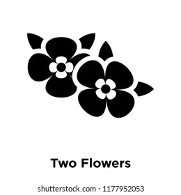 Two Flowers icon vector isolated on white background, logo concept of Two Flowers sign on transparent background, filled black symbol