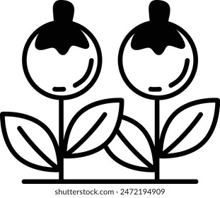 Two flowers with leaves are drawn in black and white. The flowers are small and have a simple design. Concept of calmness and serenity