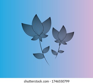 Two flowers in line art style