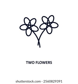 two flowers outline icon.  Thin line icon from ecology collection. Editable vector isolated on white background