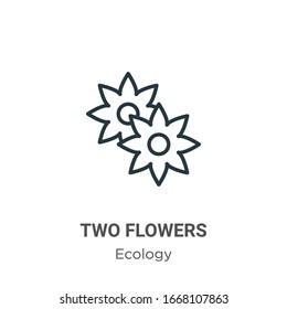 Two flowers outline vector icon. Thin line black two flowers icon, flat vector simple element illustration from editable ecology concept isolated stroke on white background