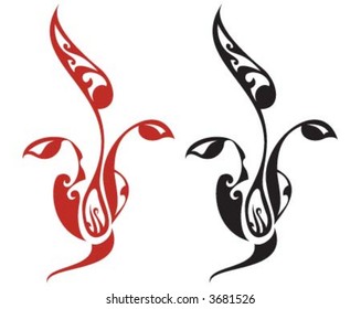 Two flowers red and black