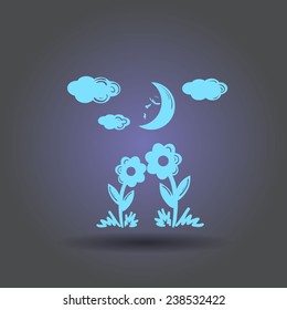 Two flowers together look moon light