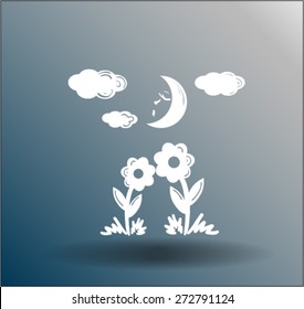 Two flowers together look moon light