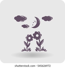 Two flowers together look moon light