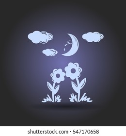 Two flowers together look moon light
