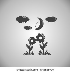 Two flowers together look moon light