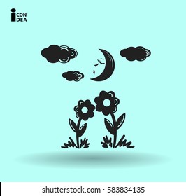 Two flowers together look moon light
