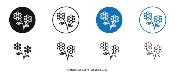 Icono de Vector de dos flores en colores negro y azul