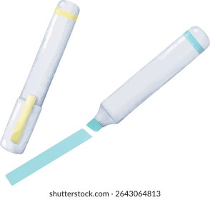 Two fluorescent pens in watercolor style