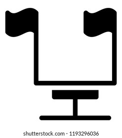 Two fluttering flags mounted to depict the icon for flagpole of sports games