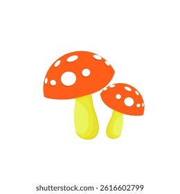 two fly agaric mushrooms without background