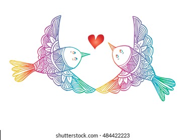 Two flying birds. Zentangle style.