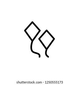 Two flying kite vector icon in outline/line  style