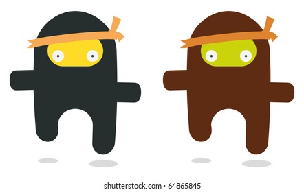 two flying ninjas like kawaii style