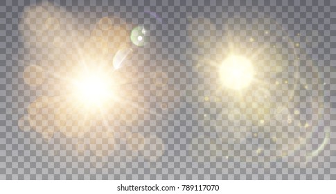 Two foggy yellow light effects with soft glitter and shining.