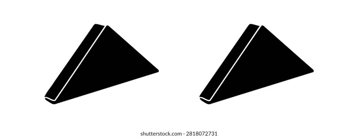Two folded triangle napkin icons in black silhouette style