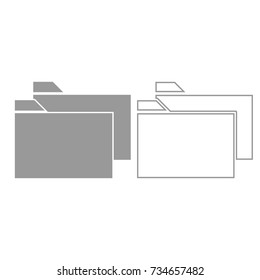 Two folder grey set icon .