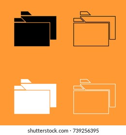 Two folders black and white set icon .
