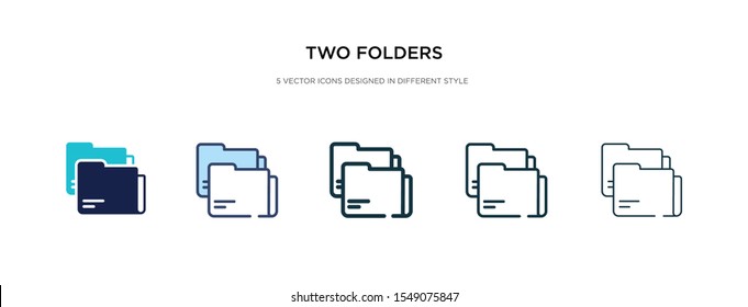 two folders icon in different style vector illustration. two colored and black two folders vector icons designed in filled, outline, line and stroke style can be used for web, mobile, ui