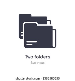 two folders outline icon. isolated line vector illustration from business collection. editable thin stroke two folders icon on white background