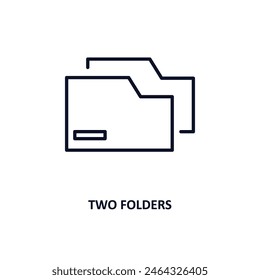 two folders outline icon.  Thin line icon from business collection. Editable vector isolated on white background