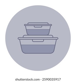 Two food storage containers stacked on top of each other, designed for keeping meals fresh and organized. Practical solution for meal preparation concept