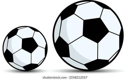 Two Football, Soccer ball football simple black and White style with white background