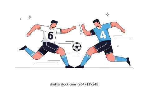 Dois jogadores de futebol de futebol chutando a bola em um jogo jogo de competição Jogar