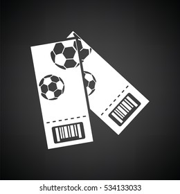 Two football tickets icon. Black background with white. Vector illustration.