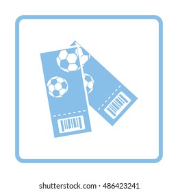 Two football tickets icon. Blue frame design. Vector illustration.