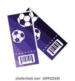 Two football tickets icon. Flat color design. Vector illustration.