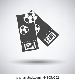 Two Football Tickets Icon On Gray Background, Round Shadow. Vector Illustration.