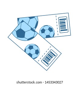 Two Football Tickets Icon. Thin Line With Blue Fill Design. Vector Illustration.