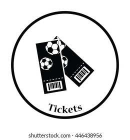 Two football tickets icon. Thin circle design. Vector illustration.