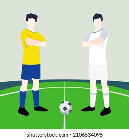 Two footballers with different jersey.