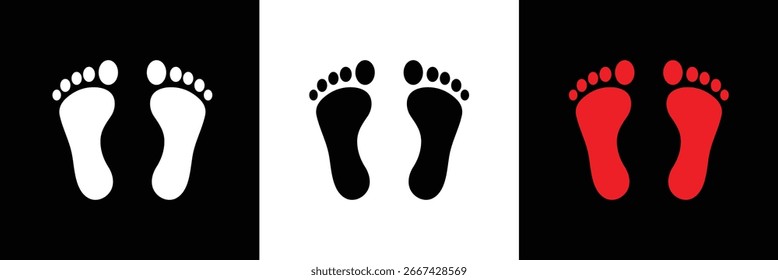 Dos huellas. Diseño de logotipo de huella humana diferente. Icono plano de impresión de pie para App y Sitios web Vector diseño e ilustración.