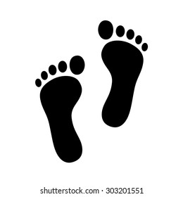 Two footprint / foot print or steps flat vector icon for apps and websites