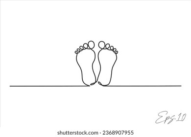  two footprints continuous line vector illustration