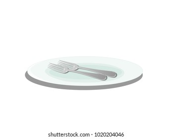 Two Forks on a Plate - Vector Image