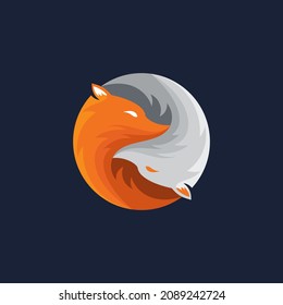 two fox logo circle vector