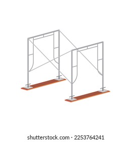 Two frame of scaffolding connected by cross brace. Step by step to build scaffold structure.