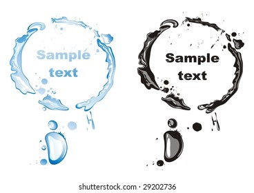 Two frames. Blots from ink and from water.(vector illustration)