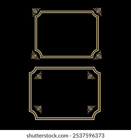 two frames with gold ornament, black template, gorisontal card