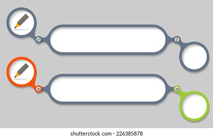 two frames joined by a bolt and pencil