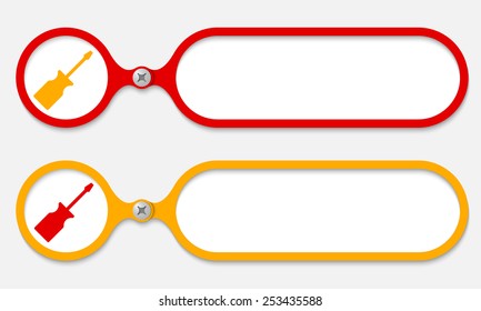 two frames joined by a bolt and screwdriver