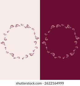 Zwei Rahmen, Sakurakränze, Kirschblüten mit fliegenden Blütenblättern in Vektorgrafik für die Gestaltung von Postkarten, Aufklebern, Postern. Rosa und Kirschkranz.