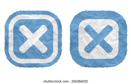 two frames with texture crumpled paper and ban symbol