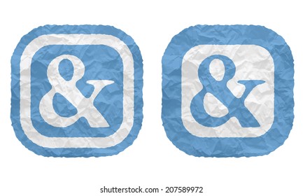 two frames with texture crumpled paper and ampersand